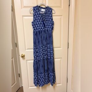 Goa Beachwear by Japna Navy Floral Sleeveless Maxi Dress Medium